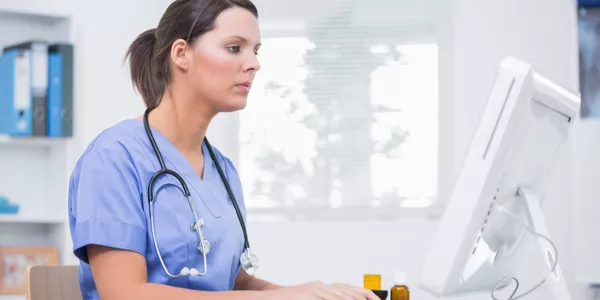 nurse using computer