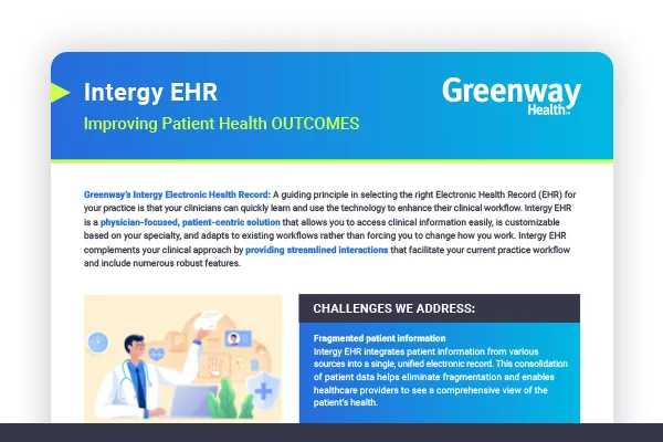 top part of the Intergy EHR brochure page with graphics