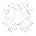 icon of a pair of hands below 3 people