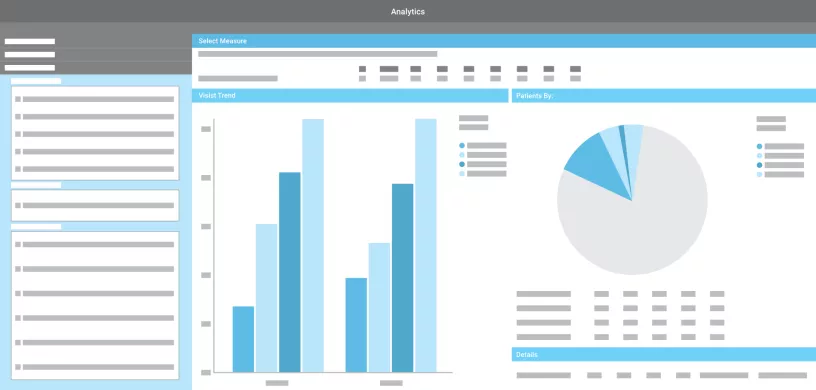 Health data insights dashboard for medical practice analytics. Illustration.