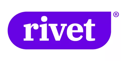 the word Rivet on a purple background