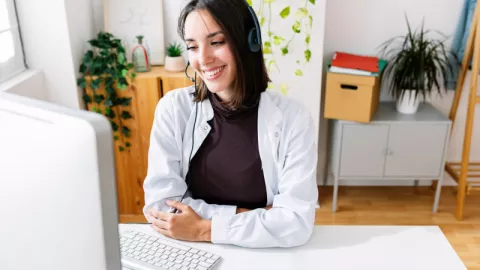 Doctor working on computer