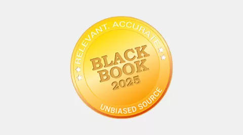 gold circular logo for Black Book 2025 awards